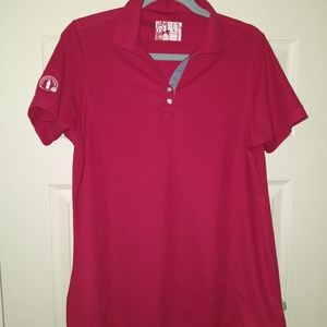 Chick-Fil-A Red Employee Uniform Team Style Oobe Polo Shirt Women's sz Medium.
